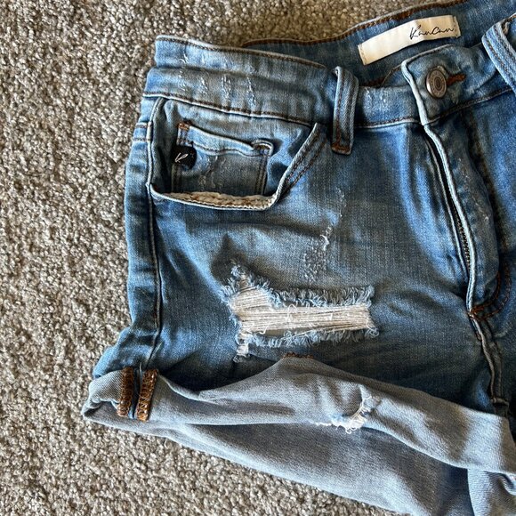 Kancan jean shorts womens 26 blue medium wash high rise distressed holy casual - Picture 2 of 11